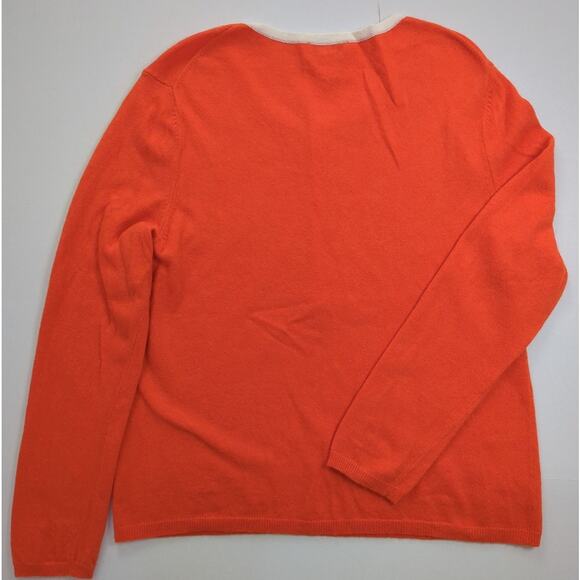 Talbots Petites Orange Cream Half Button Lambswool Angora Cashmere Sweater Large - Picture 5 of 6